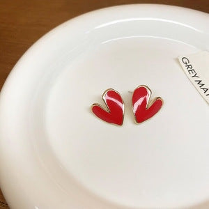 Wholesale Silver Needle Enamel Alloy Heart Earrings JDC-ES-BY176 Earrings 宝钰 Wholesale Jewelry JoyasDeChina Joyas De China