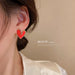 Wholesale Silver Needle Enamel Alloy Heart Earrings JDC-ES-BY176 Earrings 宝钰 Wholesale Jewelry JoyasDeChina Joyas De China