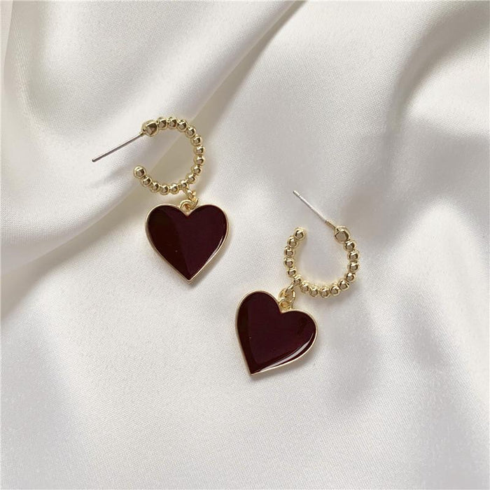 Wholesale silver needle retro Love Earrings JDC-NE-b122 earrings JoyasDeChina Wine red love-yz48 Wholesale Jewelry JoyasDeChina Joyas De China