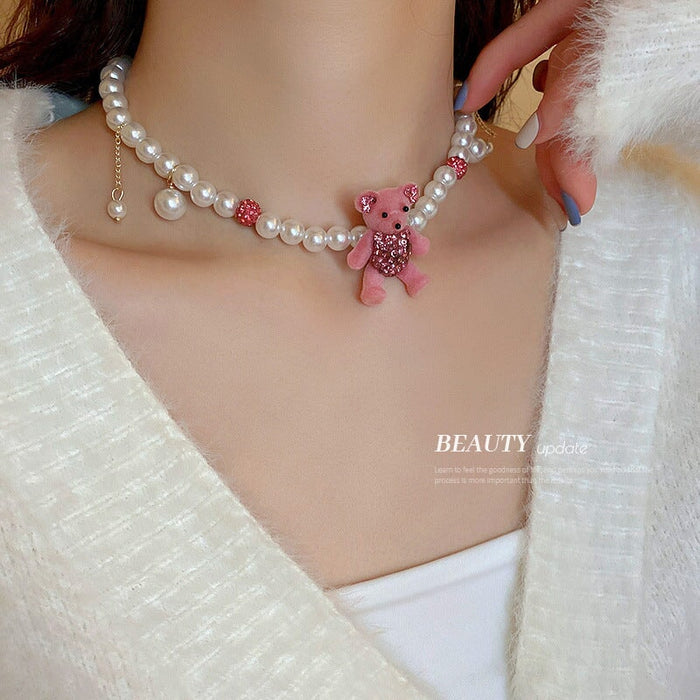 Wholesale Silver Needle Rhinestone Flocking Bear Fabric Earrings JDC-ES-BY189 Earrings 宝钰 Wholesale Jewelry JoyasDeChina Joyas De China