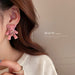 Wholesale Silver Needle Rhinestone Flocking Bear Fabric Earrings JDC-ES-BY189 Earrings 宝钰 Wholesale Jewelry JoyasDeChina Joyas De China