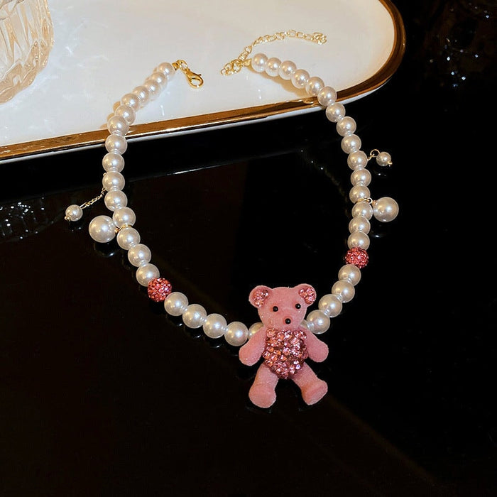Wholesale Silver Needle Rhinestone Flocking Bear Fabric Earrings JDC-ES-BY189 Earrings 宝钰 necklace Wholesale Jewelry JoyasDeChina Joyas De China
