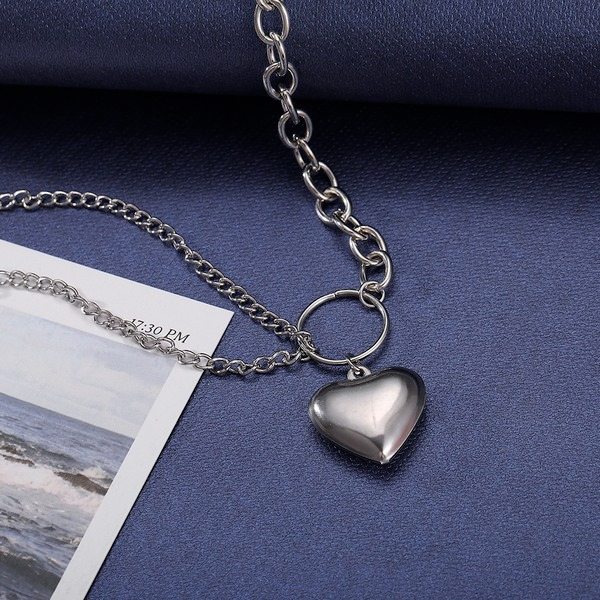 Bulk Jewelry Wholesale silver peach heart retro heart letter pendant alloy necklace JDC-NE-F348 Wholesale factory from China YIWU China