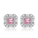 Wholesale silver plated color pomegranate red geometric square stud earrings JDC-ES-BZ010 Earrings 标志 pink Wholesale Jewelry JoyasDeChina Joyas De China
