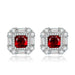Wholesale silver plated color pomegranate red geometric square stud earrings JDC-ES-BZ010 Earrings 标志 red Wholesale Jewelry JoyasDeChina Joyas De China