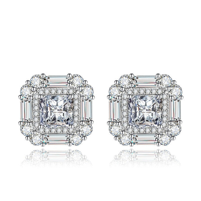 Wholesale silver plated color pomegranate red geometric square stud earrings JDC-ES-BZ010 Earrings 标志 White Wholesale Jewelry JoyasDeChina Joyas De China