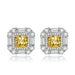 Wholesale silver plated color pomegranate red geometric square stud earrings JDC-ES-BZ010 Earrings 标志 yellow Wholesale Jewelry JoyasDeChina Joyas De China