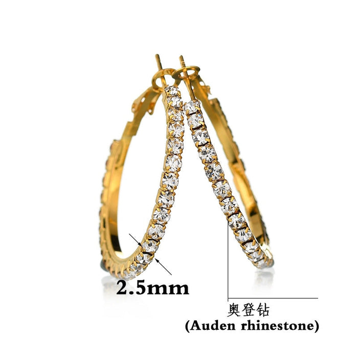 Wholesale silver rhinestone hoop earrings JDC-ES-RXSFL005 Earrings 尚芙乐 Wholesale Jewelry JoyasDeChina Joyas De China