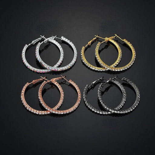 Wholesale silver rhinestone hoop earrings JDC-ES-RXSFL005 Earrings 尚芙乐 Wholesale Jewelry JoyasDeChina Joyas De China