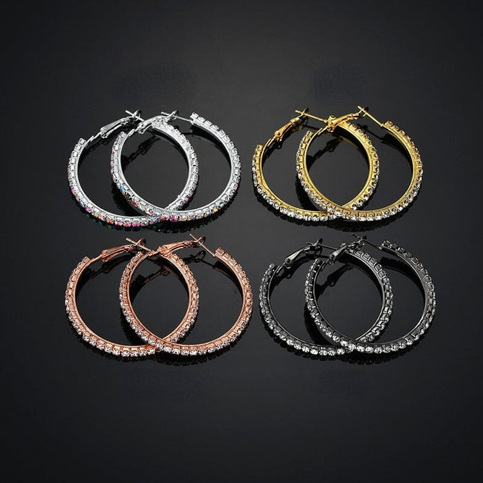 Wholesale silver rhinestone hoop earrings JDC-ES-RXSFL005 Earrings 尚芙乐 Wholesale Jewelry JoyasDeChina Joyas De China