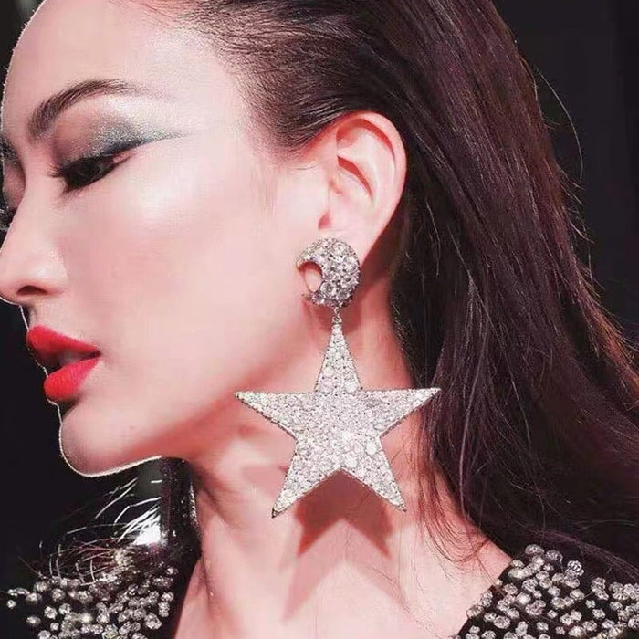 Wholesale Silver Rhinestone Steel Pin Earrings JDC-ES-ZhanS001 Earrings 瞻盛 Wholesale Jewelry JoyasDeChina Joyas De China