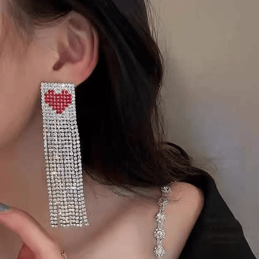 Wholesale Silver Rhinestone Tassel Earrings JDC-ES-JL912 Earrings 氿乐 Wholesale Jewelry JoyasDeChina Joyas De China