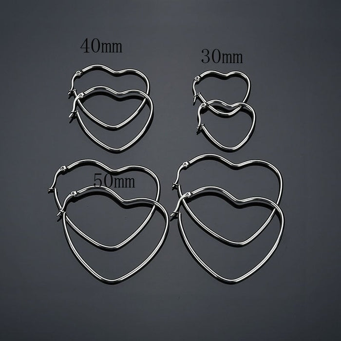 Wholesale Silver Stainless Steel Heart Earrings JDC-ES-RXSFL006 Earrings 尚芙乐 Wholesale Jewelry JoyasDeChina Joyas De China