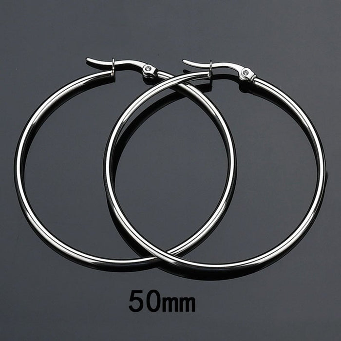 Wholesale Silver Stainless Steel Heart Earrings JDC-ES-RXSFL006 Earrings 尚芙乐 Circular 50mm/ pair Wholesale Jewelry JoyasDeChina Joyas De China