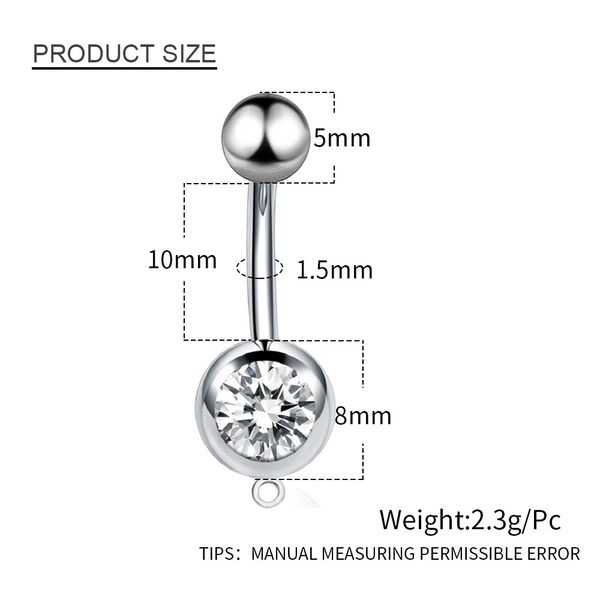 Wholesale silver stainless steel navel piercing jewelry MOQ≥2 JDC-NV-Chengy004 Piercings 辰亚 Wholesale Jewelry JoyasDeChina Joyas De China