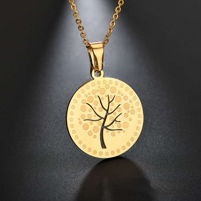 Wholesale silver Stainless Steel Tree of Life Necklace JDC-NE-RXSFL008 Necklaces JoyasDeChina Wholesale Jewelry JoyasDeChina Joyas De China