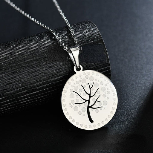 Wholesale silver Stainless Steel Tree of Life Necklace JDC-NE-RXSFL008 Necklaces JoyasDeChina K steel color Wholesale Jewelry JoyasDeChina Joyas De China