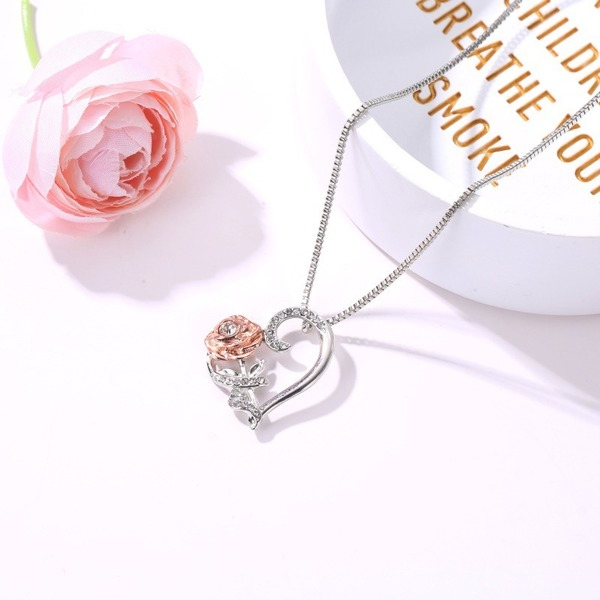 Bulk Jewelry Wholesale silver zircon Rose Necklace JDC-NE-A315 Wholesale factory from China YIWU China