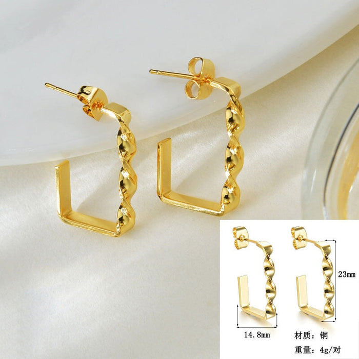 Wholesale simple circle retro fashion copper gold-plated earrings JDC-ES-RXSFL010 Earrings 尚芙乐 Wholesale Jewelry JoyasDeChina Joyas De China