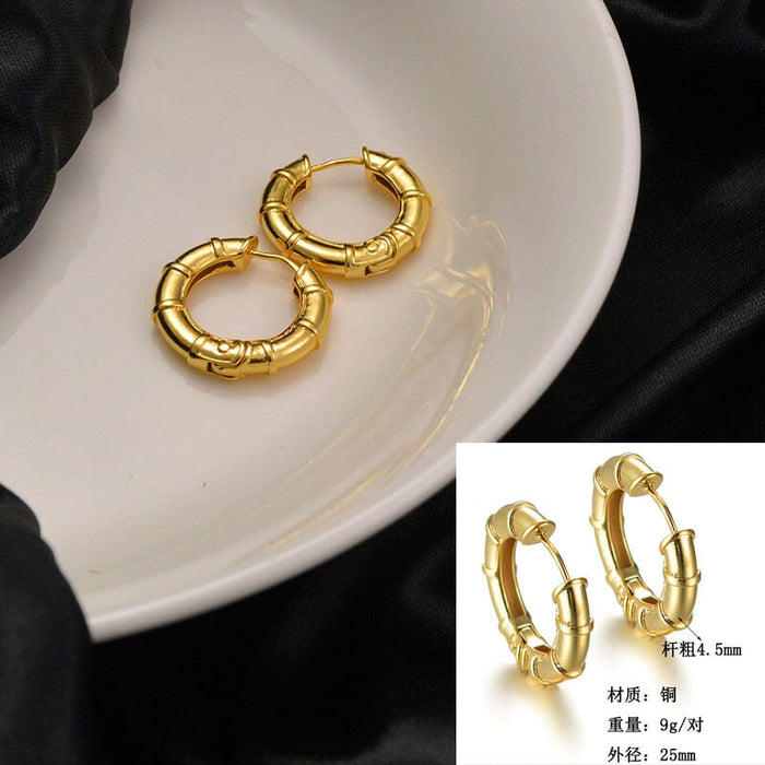 Wholesale simple circle retro fashion copper gold-plated earrings JDC-ES-RXSFL010 Earrings 尚芙乐 Wholesale Jewelry JoyasDeChina Joyas De China
