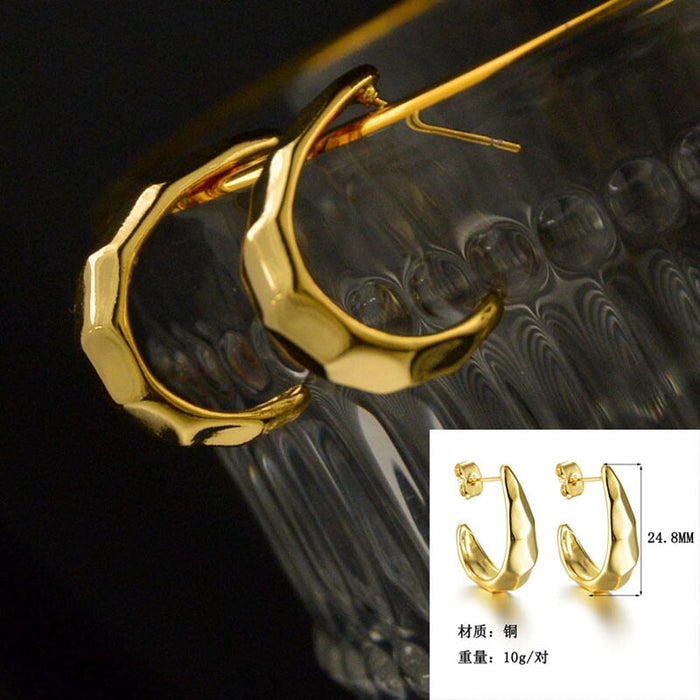 Wholesale simple circle retro fashion copper gold-plated earrings JDC-ES-RXSFL010 Earrings 尚芙乐 SE193 Wholesale Jewelry JoyasDeChina Joyas De China