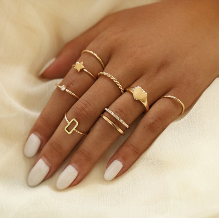 Wholesale Simple Love Star Alloy Ring Set JDC-RS-RL044 Rings 瑞列 Wholesale Jewelry JoyasDeChina Joyas De China