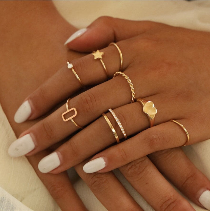 Wholesale Simple Love Star Alloy Ring Set JDC-RS-RL044 Rings 瑞列 Wholesale Jewelry JoyasDeChina Joyas De China