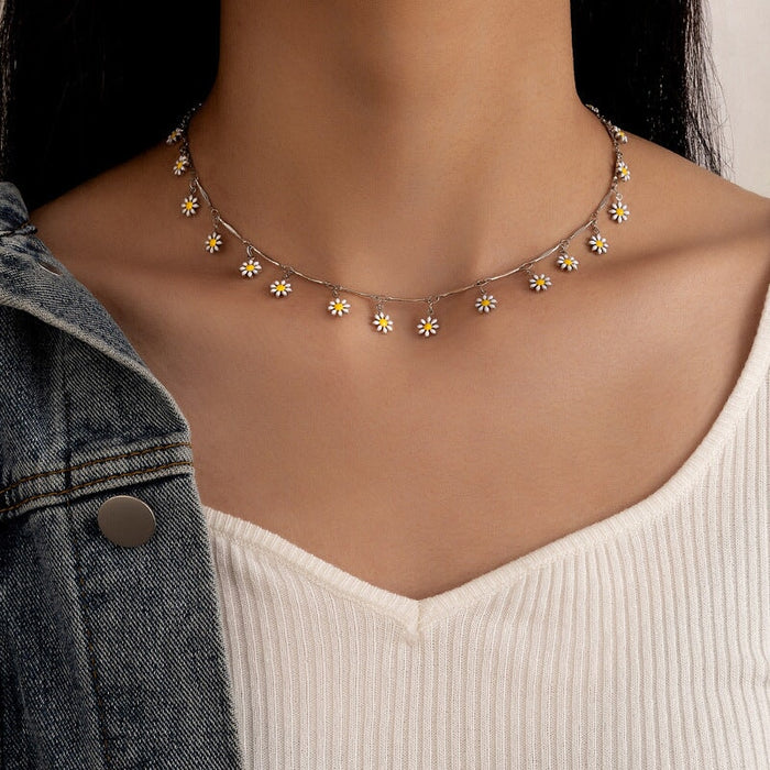 Wholesale simple popular Daisy Oil Drop Necklaces JDC-NE-C240 Necklaces 陌茗 Wholesale Jewelry JoyasDeChina Joyas De China
