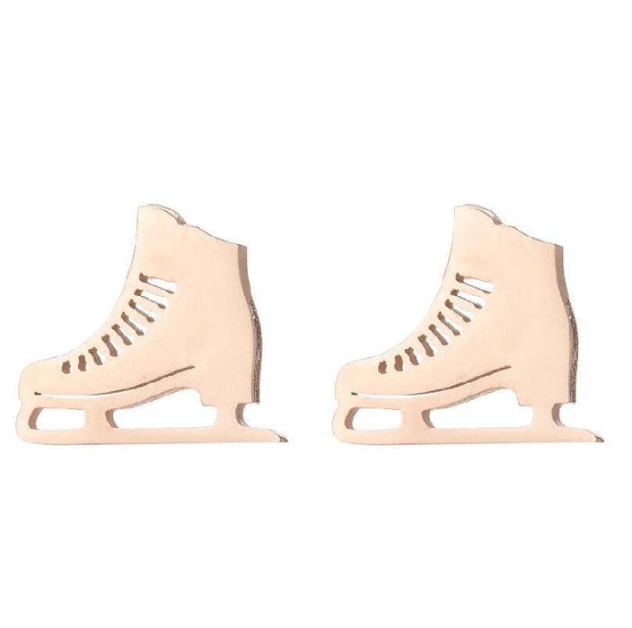 Wholesale skates sports soccer basketball stainless steel earrings MOQ≥2 JDC-ES-MOSHU001 Earrings 舒莫 407 rose Wholesale Jewelry JoyasDeChina Joyas De China