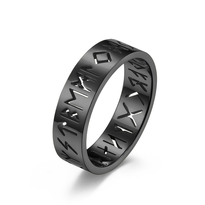 Wholesale skeletonized stainless steel ring JDC-RS-QianF009 Rings 千风 Black 6# Wholesale Jewelry JoyasDeChina Joyas De China