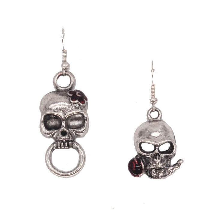 Wholesale skull mouth bite rose ancient silver alloy stud earrings JDC-ES-YYFF013 Earrings 燕羽飞飞 Wholesale Jewelry JoyasDeChina Joyas De China