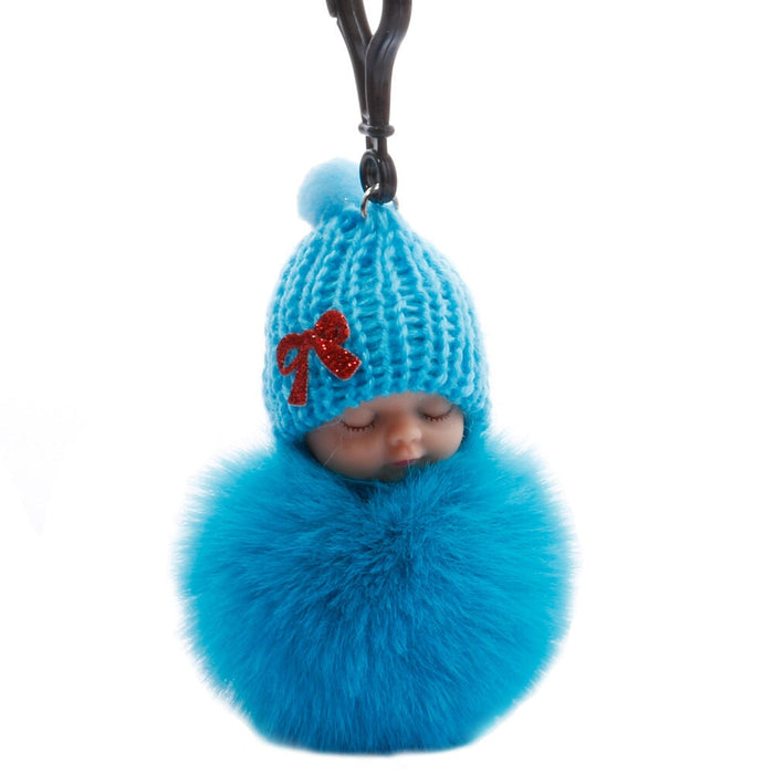 Wholesale Sleeping Doll Hair Ball Keychain JDC-KC-QiShi005 Keychains 奇释 Lake blue 7.5cm Wholesale Jewelry JoyasDeChina Joyas De China