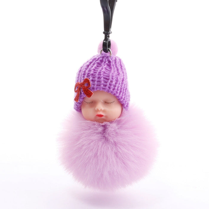 Wholesale Sleeping Doll Hair Ball Keychain JDC-KC-QiShi005 Keychains 奇释 Violet 7.5cm Wholesale Jewelry JoyasDeChina Joyas De China