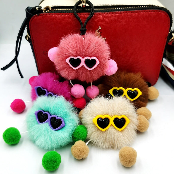 Wholesale small briquette imitation card rabbit hair keychain JDC-KC-QiShi009 Keychains 奇释 Wholesale Jewelry JoyasDeChina Joyas De China