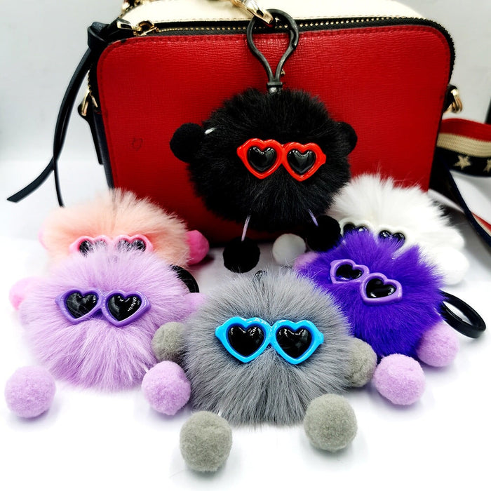 Wholesale small briquette imitation card rabbit hair keychain JDC-KC-QiShi009 Keychains 奇释 Wholesale Jewelry JoyasDeChina Joyas De China