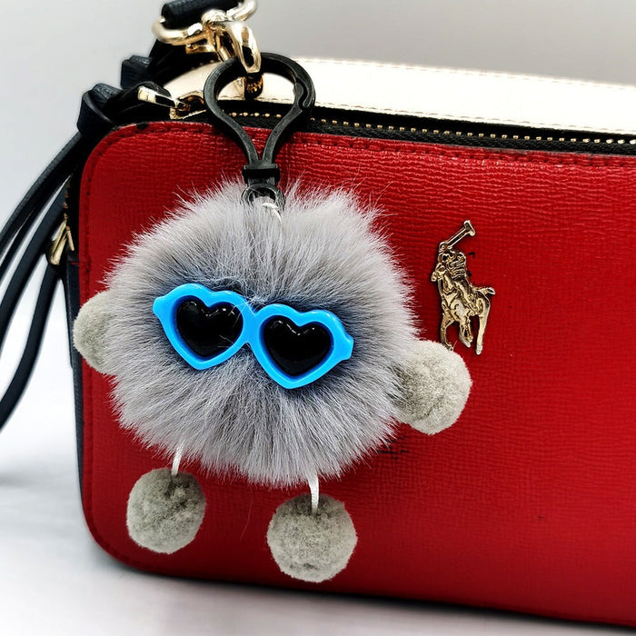 Wholesale small briquette imitation card rabbit hair keychain JDC-KC-QiShi009 Keychains 奇释 grey 7cm Wholesale Jewelry JoyasDeChina Joyas De China