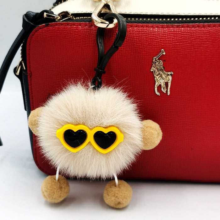 Wholesale small briquette imitation card rabbit hair keychain JDC-KC-QiShi009 Keychains 奇释 Khaki 7cm Wholesale Jewelry JoyasDeChina Joyas De China