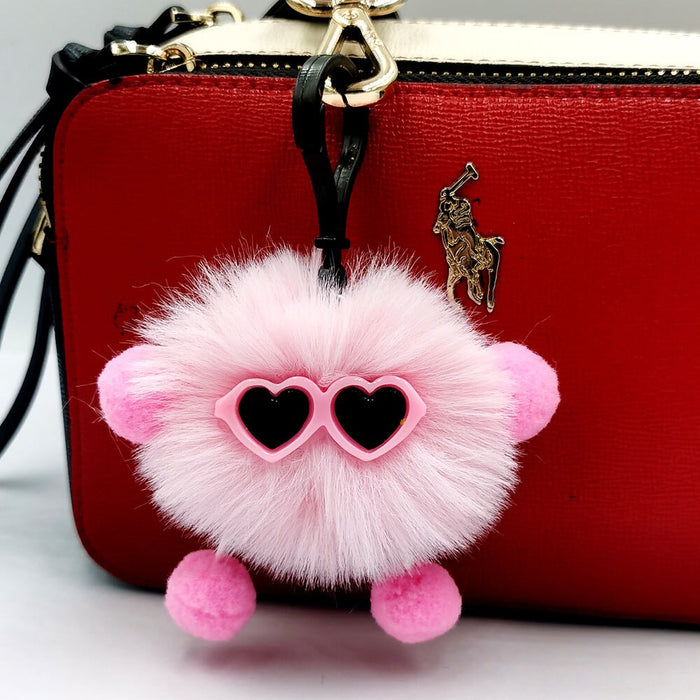 Wholesale small briquette imitation card rabbit hair keychain JDC-KC-QiShi009 Keychains 奇释 Light Pink 7cm Wholesale Jewelry JoyasDeChina Joyas De China