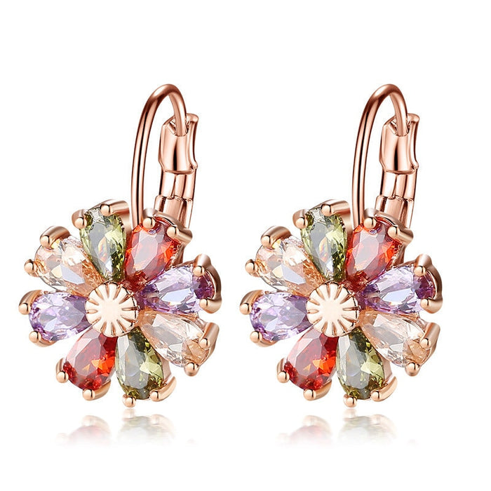 Wholesale small flower colorful zircon earrings MOQ≥2 JDC-ES-Kas001 Earrings 卡诗 Wholesale Jewelry JoyasDeChina Joyas De China