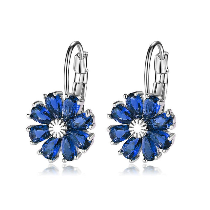 Wholesale small flower colorful zircon earrings MOQ≥2 JDC-ES-Kas001 Earrings 卡诗 blue MOQ2 Wholesale Jewelry JoyasDeChina Joyas De China