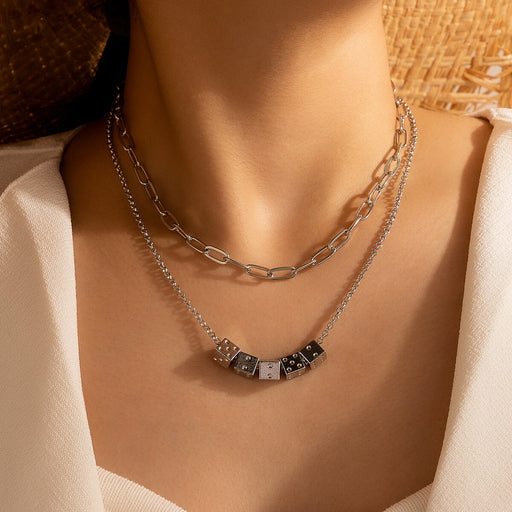 Wholesale Smiley Dice Multilayer Alloy Necklace JDC-NE-C235 Necklaces 陌茗 16314 Wholesale Jewelry JoyasDeChina Joyas De China