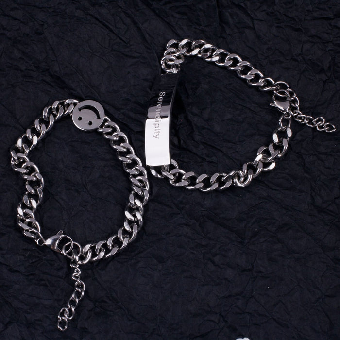 Wholesale Smiley Hip Hop Titanium Steel Cuban Bracelet JDC-BT-JiuB010 Bracelet 玖柏 Wholesale Jewelry JoyasDeChina Joyas De China