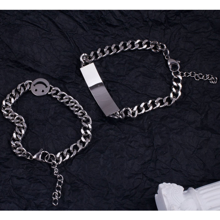 Wholesale Smiley Hip Hop Titanium Steel Cuban Bracelet JDC-BT-JiuB010 Bracelet 玖柏 Wholesale Jewelry JoyasDeChina Joyas De China