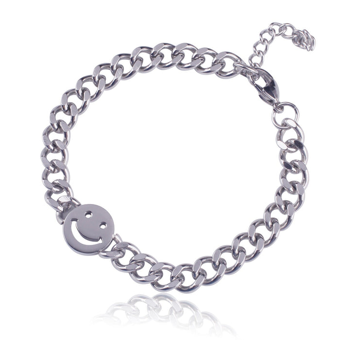 Wholesale Smiley Hip Hop Titanium Steel Cuban Bracelet JDC-BT-JiuB010 Bracelet 玖柏 xl 18+3CM Wholesale Jewelry JoyasDeChina Joyas De China