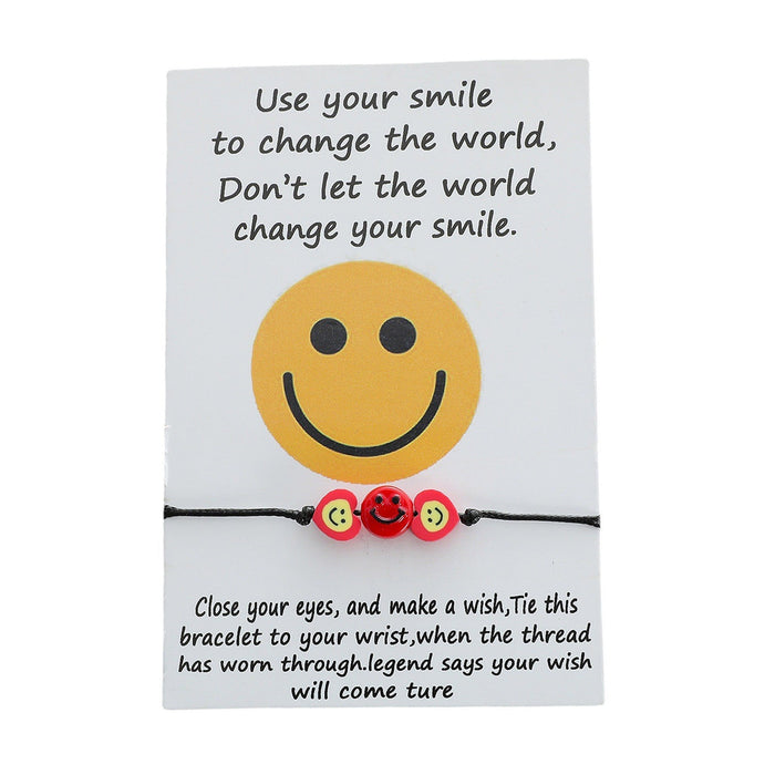 Wholesale soft ceramic resin heart-shaped smiley face knit bracelet JDC-BT-LanT016 Bracelet 阆天 Wholesale Jewelry JoyasDeChina Joyas De China