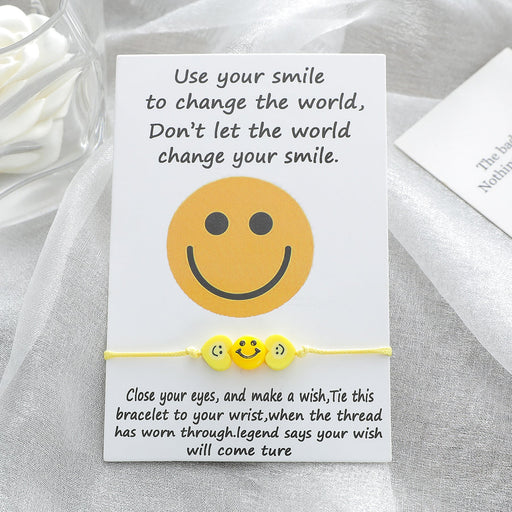 Wholesale soft ceramic resin heart-shaped smiley face knit bracelet JDC-BT-LanT016 Bracelet 阆天 Wholesale Jewelry JoyasDeChina Joyas De China