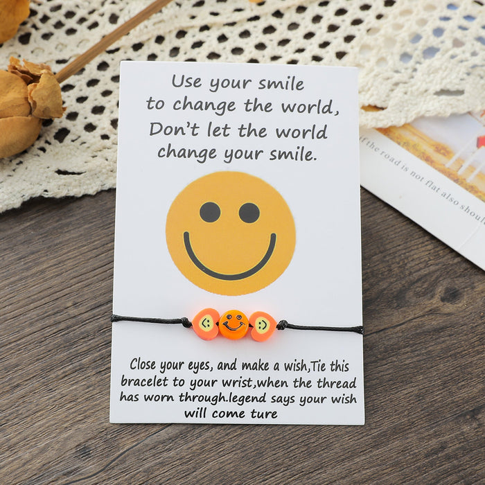Wholesale soft ceramic resin heart-shaped smiley face knit bracelet JDC-BT-LanT016 Bracelet 阆天 Wholesale Jewelry JoyasDeChina Joyas De China