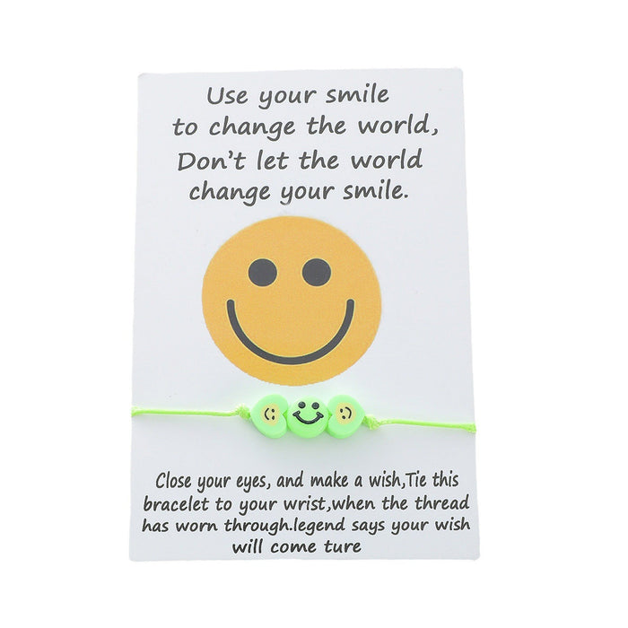Wholesale soft ceramic resin heart-shaped smiley face knit bracelet JDC-BT-LanT016 Bracelet 阆天 green Wholesale Jewelry JoyasDeChina Joyas De China