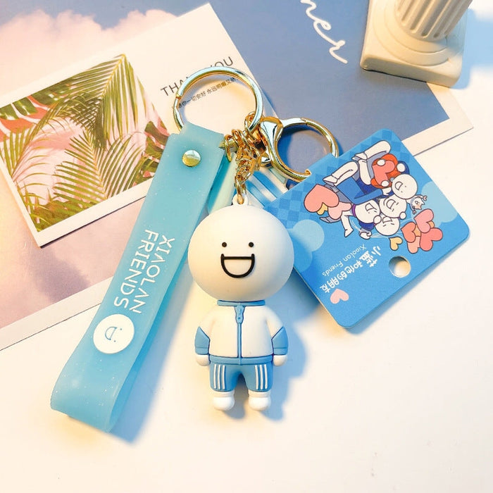 Wholesale soft plastic small blue keychain JDC-KC-GSXM056 Keychains 萌叙 Worker Xiaolan 1 Wholesale Jewelry JoyasDeChina Joyas De China