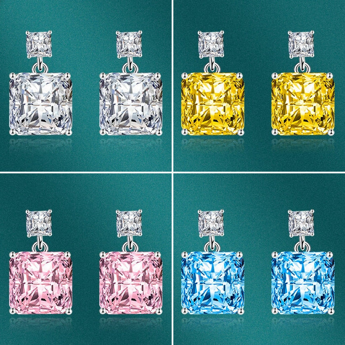 Wholesale splicing square blue silver plated earrings JDC-ES-BZ013 Earrings 标志 Wholesale Jewelry JoyasDeChina Joyas De China